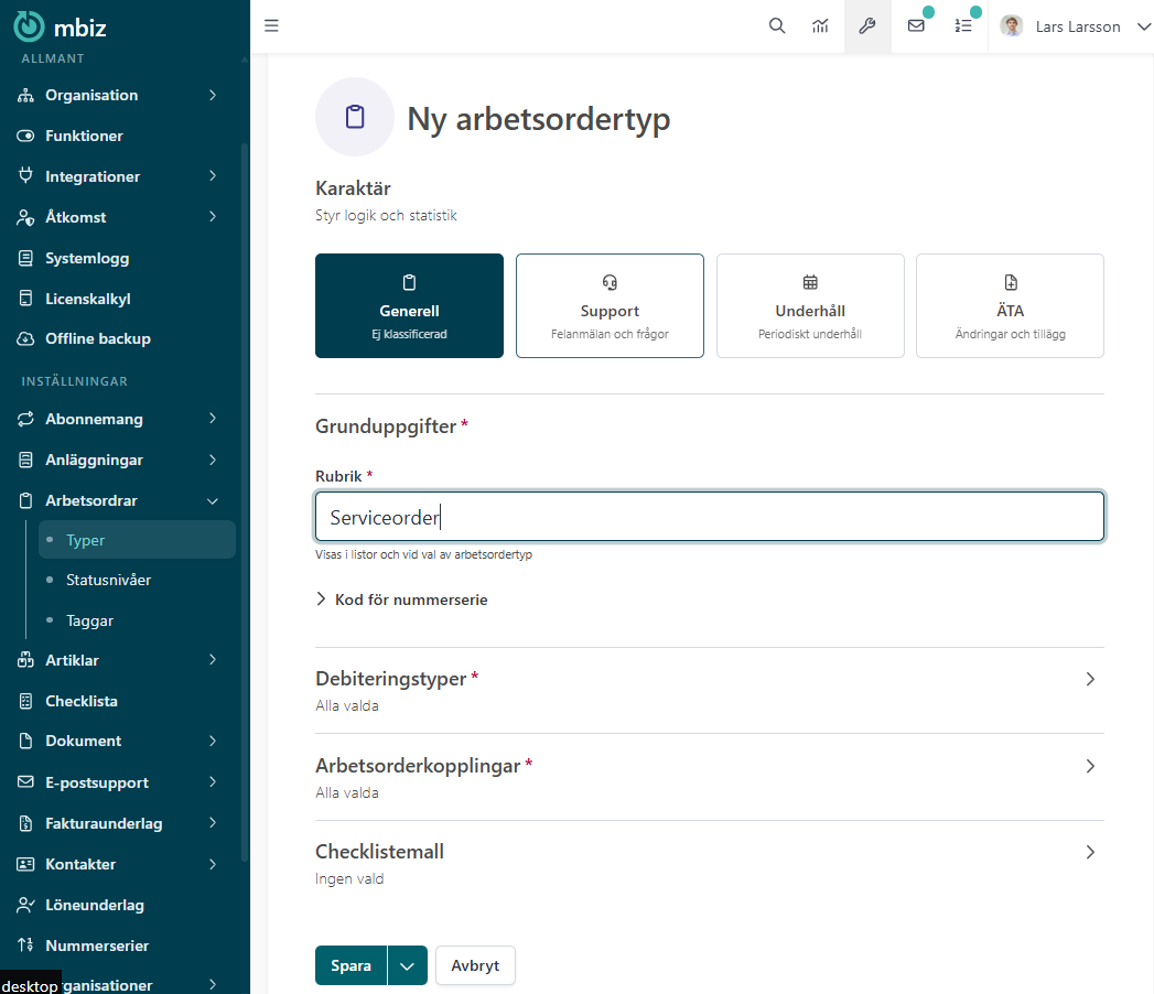 Nu kan du skapa dina egna arbetsordertyper